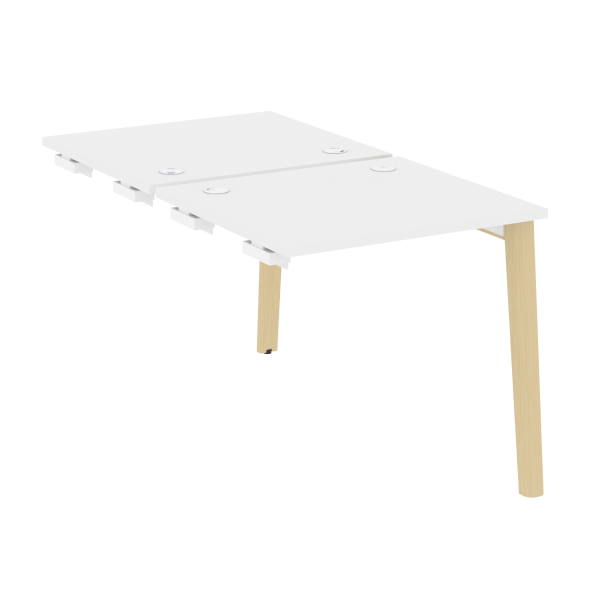 Стол-приставка двойной на деревянных опорах Onix Wood OW.D.SPR-0.7 780x1475x750 (Белый Бриллиант/Дуб Светлый)