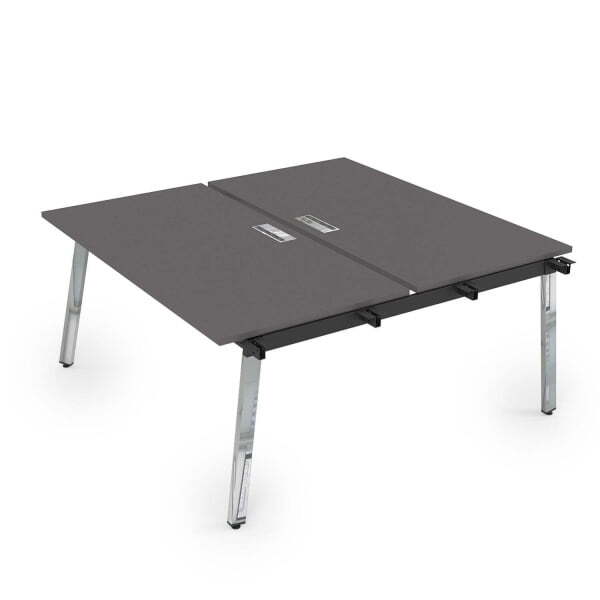 10БДН.278 Стол системы Бенч, сдвоенный, на 2 рабочих места - начальный (1200x1435x750) (Graphit mattМеталл глянец)