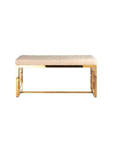 Банкетка-скамейка БРУКЛИН велюр бежевый сталь золото (Банкетка Бруклин бежевый)