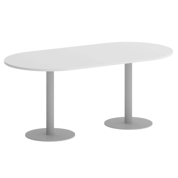 Стол овальный VR.SP-5-180.1 1800x900x750 (Белый/Серый Металл)