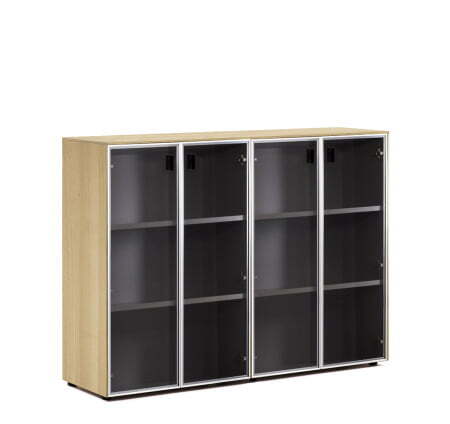 EXE Шкаф-ветрина на 4 двери H120 (Дуб Светлый/Черный)