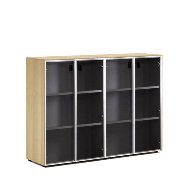 EXE Шкаф-ветрина на 4 двери H120 (Дуб Светлый/Черный)