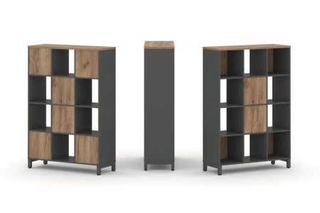 Набор стеллажа 1 сторонний, 4 яруса SN.NS-431 (1121х400х1615) (Антрацит/Дуб Табак/Металл Антрацит)