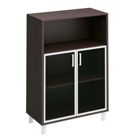 Шкаф для документов, двери стеклянные в алюминиевой раме + ниша Борн B 420-823 900x450x1310 (Венге)