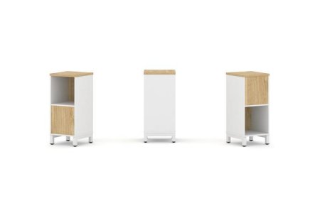 Набор стеллажа 2-х сторонний, 2 яруса SN.NSD-211 (387х400х881) (Белый/Тиквуд Светлый/Металл Белый)