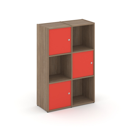 Стеллаж Locker Plus LK.K-002 798x350x1203 (Дуб Аризона | Красный)