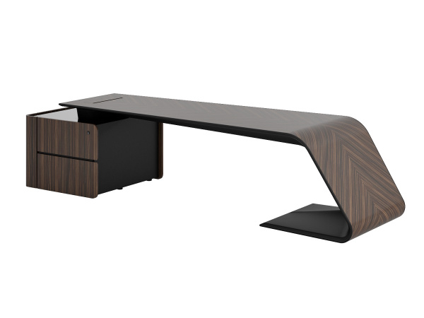 Стол письменный левый BUGATTI 266х90 (2660х900х760) (Эбеновое дерево M-EB-02C)