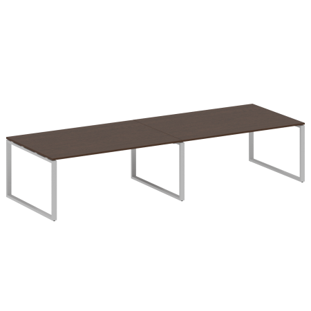 Переговорный стол 2 столешницы Metal System Style БО.ПРГ-2.5 3600x1235x750 (Венге Цаво/Серый металл)