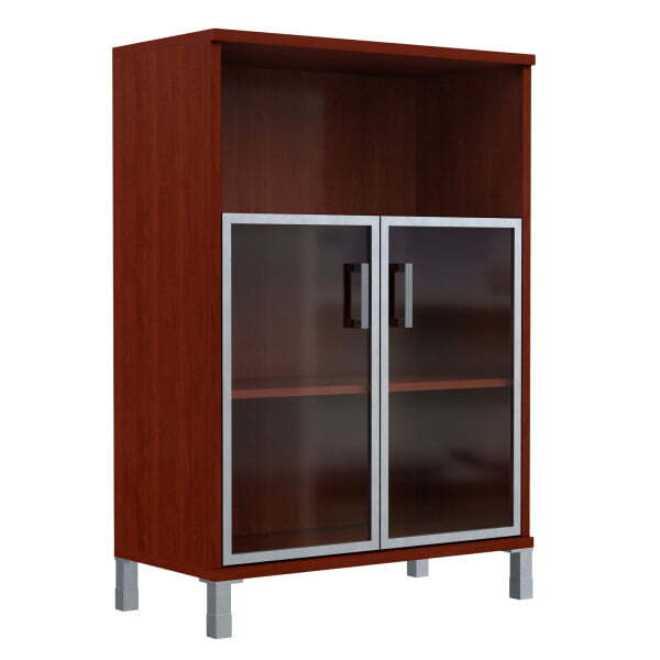 Шкаф 3 уровня, широкий, стекло в AL раме Born B-420.4 900x450x1286 (Бургунди)