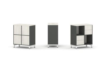 Набор стеллажа 1 сторонний, 2 яруса SN.NS-221 (754х400х881) (Антрацит/Дуб Наварра/Металл Белый)