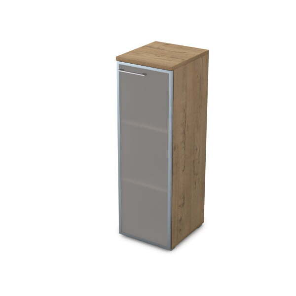 Пенал средний со стеклом и нишей правый Gloss line 9НП.017.6 П 400x450x1245 (Teakwood)