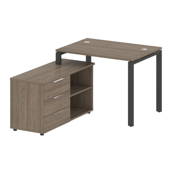 Рабочая станция с опорной тумбой левая Metal System Style БП.РС-СТС-2.1 Л 1100x1520x750 (Вяз/Антрацит металл)