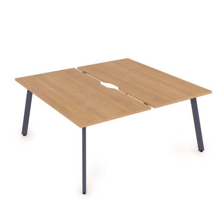 10БДВ.279 Стол системы Бенч с вырезом, сдвоенный, на 2 рабочих места (1400x1435x750) (Romano/Графит металл)