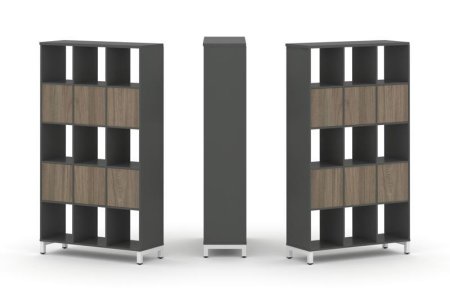 Набор стеллажа 2-х сторонний, 5 ярусов SN.NSD-531 (1121х400х1982) (Антрацит/Вяз Благородный/Металл Белый)