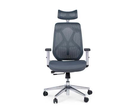 Кресло офисное / Имидж gray / белый пластик / серая сетка / серая ткань (Серый)