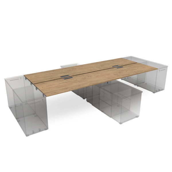 СБЧТ.989 Стол системы БЕНЧ на 4 рабочих места. крепление к тумбам (2800x1635x750) (TeakwoodСерый)