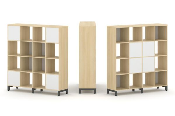 Набор стеллажа 2-х сторонний, 4 яруса SN.NSD-441 (1488х400х1615) (Акация Лорка/Белый/Металл Антрацит)