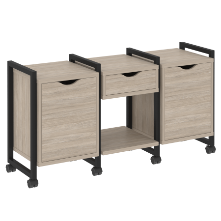 Тумба на колесных опорах наборная VR.L-TN-7.K 1440x460x767 (Дуб Аттик/Черный металл)