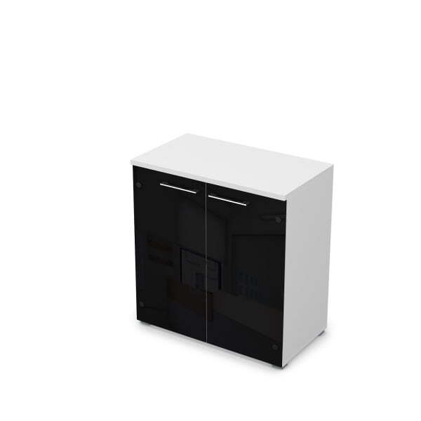 Шкаф низкий со стеклом Gloss line 9НШ.023.4 800x450x845 (Белый премиум)