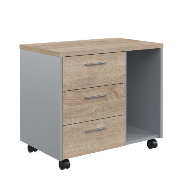 Тумба мобильная с нишей под СБ Offix-new OLC 3D 733x450x625 (Дуб Сонома светлый/металлик)