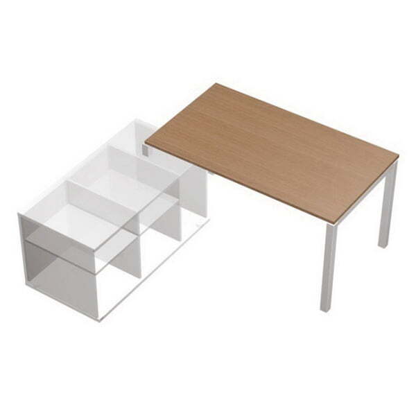 Стол рабочий (140) на опорной тумбе левой (БЕЗ ТУМБЫ) Profiquadro КВ 0112 БВ 1674x1700x750 (Белый премиум / Вишня скандинавскаяСерый)