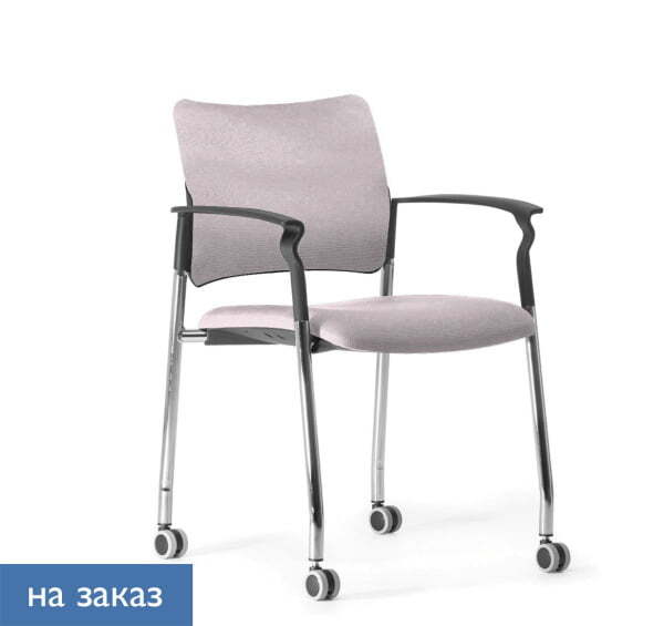 PINKO Кресло обитое на колёсах (Черный/Серый)