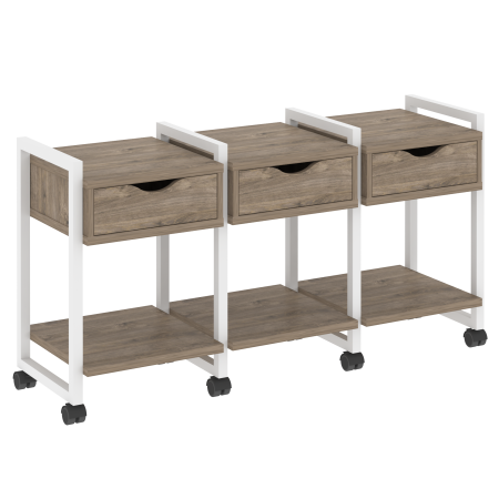 Тумба на колесных опорах наборная VR.L-TN-4.K 1440x460x767 (Тиквуд Темный/Белый металл)