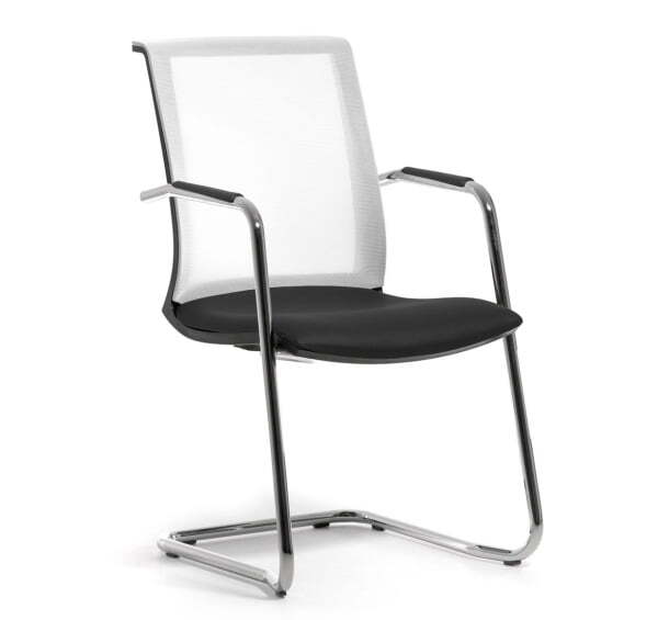 SKIN Кресло на полозьях кожа (Черный/Белый)