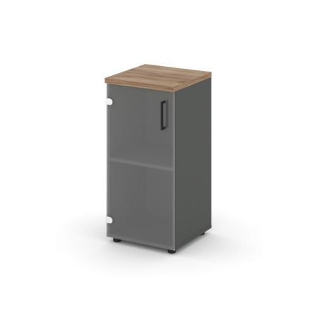 Шкаф низкий узкий SN.STU.E-302(L) (400х400х833) (Антрацит/Дуб Табак/Прозрачный)