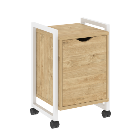 Тумба на колесных опорах с распашным фасадом VR.L-T2.K 500x460x767 (Тиквуд Светлый/Белый металл)