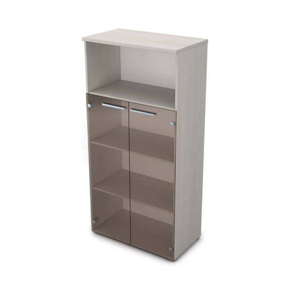 9Ш.004.5 Шкаф со стеклом и нишей (800x450x1645) (Ivory)