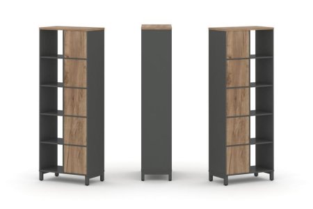 Набор стеллажа 2-х сторонний, 5 ярусов SN.NSD-521 (754х400х1982) (Антрацит/Дуб Табак/Металл Антрацит)