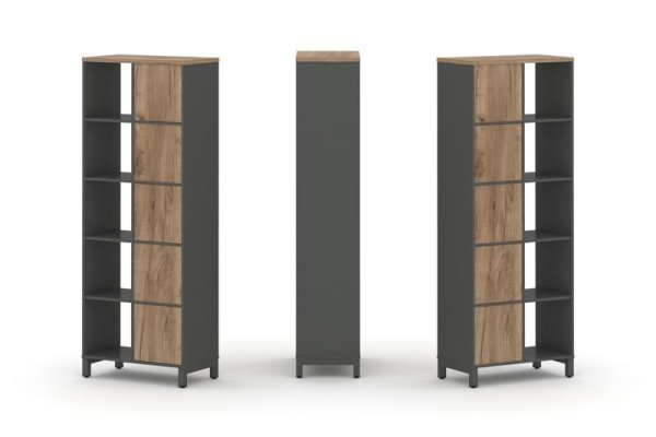 Набор стеллажа 2-х сторонний, 5 ярусов SN.NSD-521 (754х400х1982) (Антрацит/Дуб Табак/Металл Антрацит)