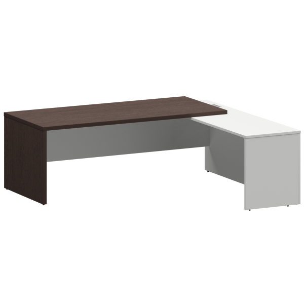 Стол руководителя правый Кортез KZP-22R 2200x2000x750 (Дуб венге/Белый)