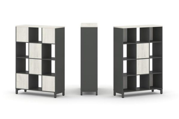 Набор стеллажа 1 сторонний, 4 яруса SN.NS-431 (1121х400х1615) (Антрацит/Дуб Наварра/Металл Антрацит)