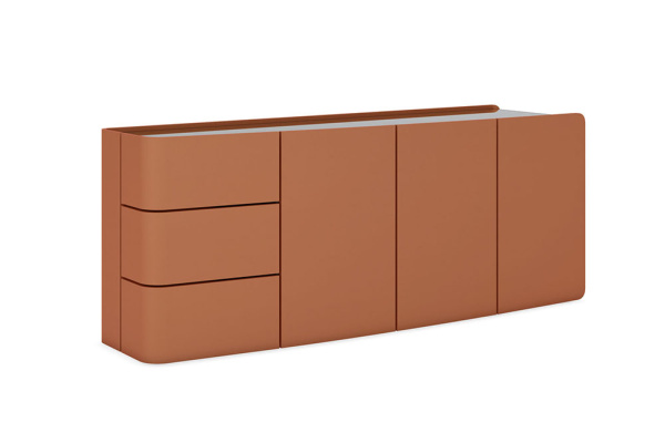 Греденция BUGATTI (2400x520x950) (Оранжевая кожа MA1-30)