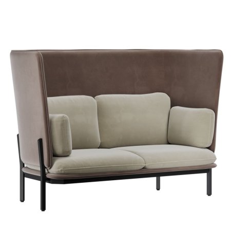 Диван двухместный с высокой спинкой STA-02 (Velutto 07/Velutto 36/Металл Черный)