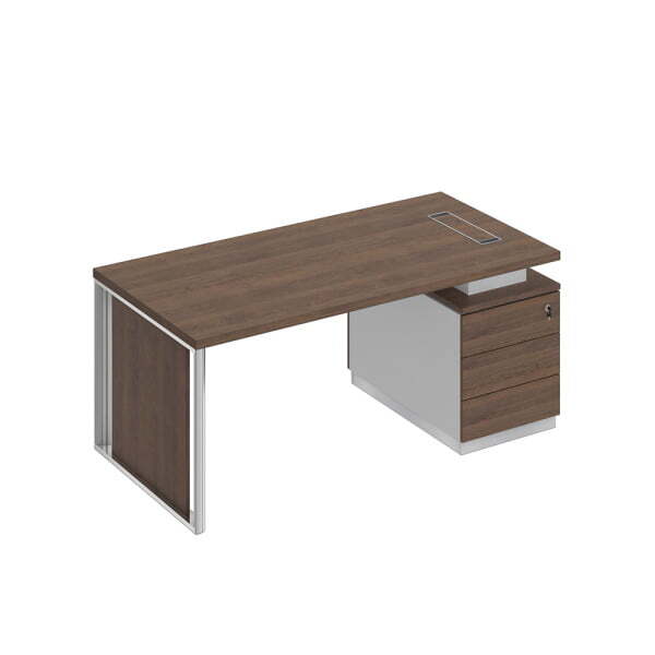 Стол на опорной тумбе с декоративной вставкой Bravo БР 109 1800x900x750 (Дуб гладстоун / Белый премиум / Дуб гладстоунСерый)