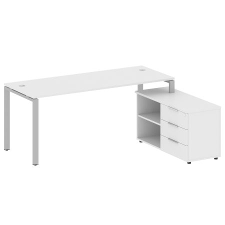 Рабочая станция с опорной тумбой правая Metal System Style БП.РС-СТС-2.5 Пр 1900x1520x750 (Белый/Серый металл)