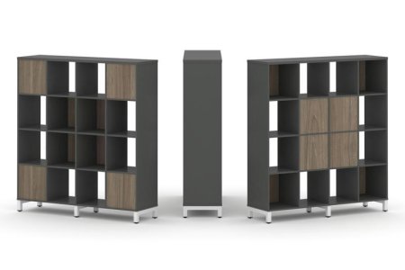 Набор стеллажа 2-х сторонний, 4 яруса SN.NSD-441 (1488х400х1615) (Антрацит/Вяз Благородный/Металл Белый)