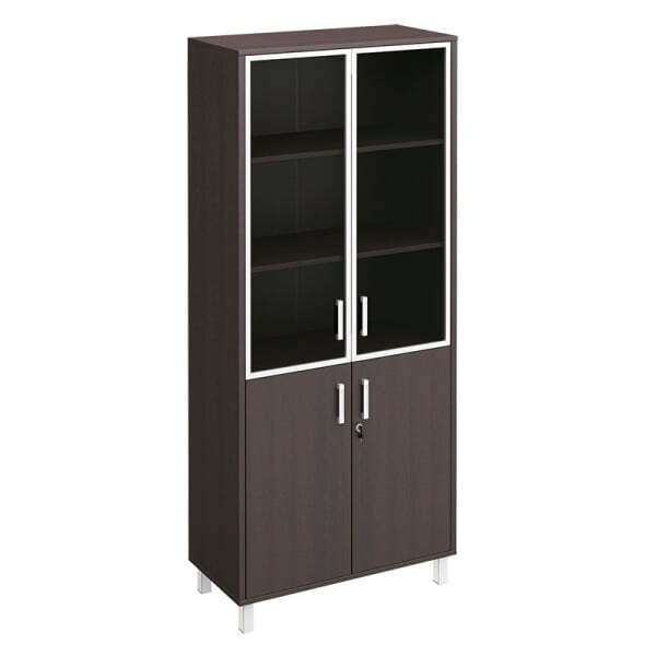 Шкаф для документов двери стекло в рамке + ДСП с замком Борн B 430-822-1 900x450x2074 (Венге)