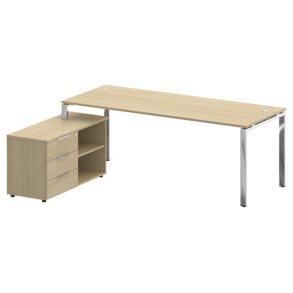 Стол для руководителя с тумбой левый БГ.СРТ-6.8 (L) 2100x1620x750 (Акация Лорка/Нерж. Сталь)