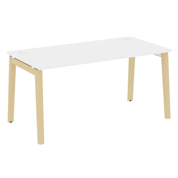 Стол рабочий на деревянных опорах Onix Wood OW.SP-4.8 1580x800x750 (Белый Бриллиант/Дуб Светлый)