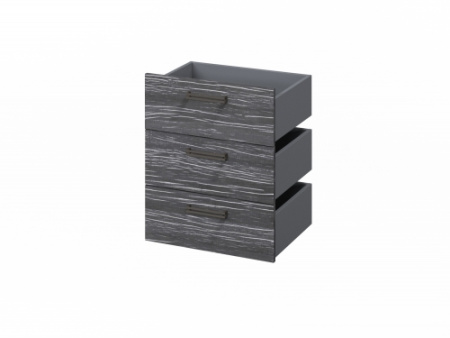 Комплект из 3 ящиков, фасады ЛДСП FB-124.D 560x418x670 (Древесина Графит)