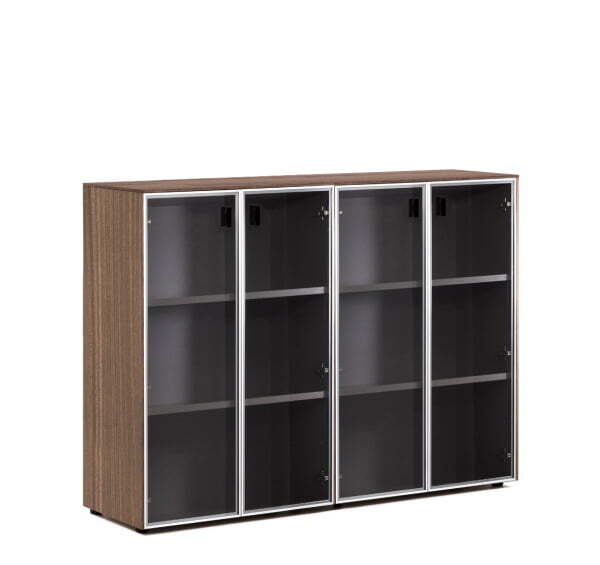 EXE Шкаф-ветрина на 4 двери H120 (Орех/Черный)