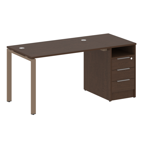 Рабочая станция с опорной тумбой Metal System Style БП.РС-СТП-1.2 1612x720x750 (Венге Цаво/Мокко металл)