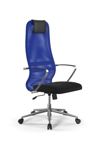 Кресло для руководителя Метта Sit 8 B1-8K - X1+UMF(X1) /Uh00/Wh00/K5cL(M09.B23.G18.W01) (Синий | Черный)