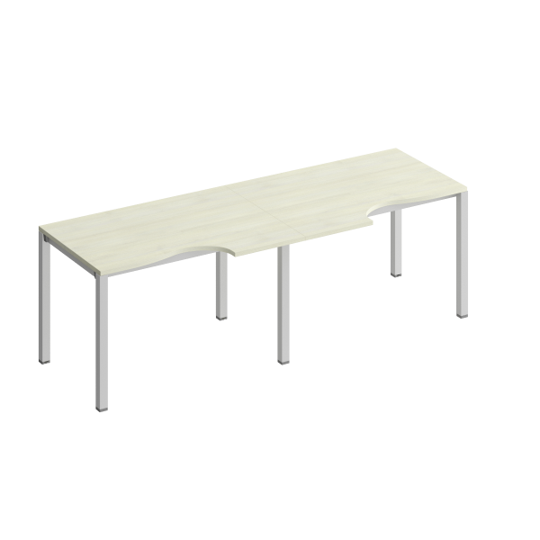 Рабочая станция со столами эргоном. на металлокаркасе КФ (2х120) Комфорт КФ К.1135-2 2400x900x750 (Дуб шамони светлыйСерый)