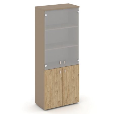 Шкаф высокий широкий ES.ST-1.2 (800х420х1977) (Латте/Тиквуд Светлый/Сатин матовый)