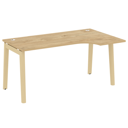 Стол эргономичный правый на деревянных опорах Onix Wood OW.SA-1R 1580x980x750 (Тиквуд Светлый/Дуб Светлый)